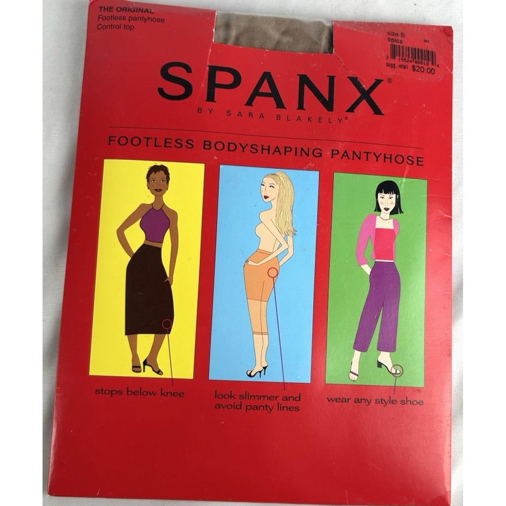 NOS Spanx Sara Blakely Footless Bodyshaping Pantyhose Spice Size B Control Top